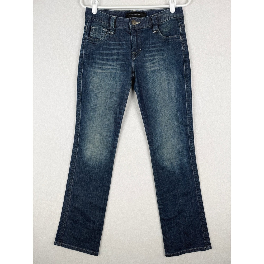 Calvin Klein Jeans Lean Bootcut Womens 4 Blue Denim Flap Pocket Western Cowgirl